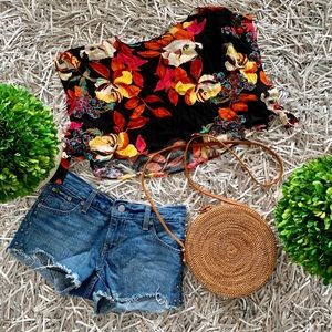 🐘Free People floral crop top size S
